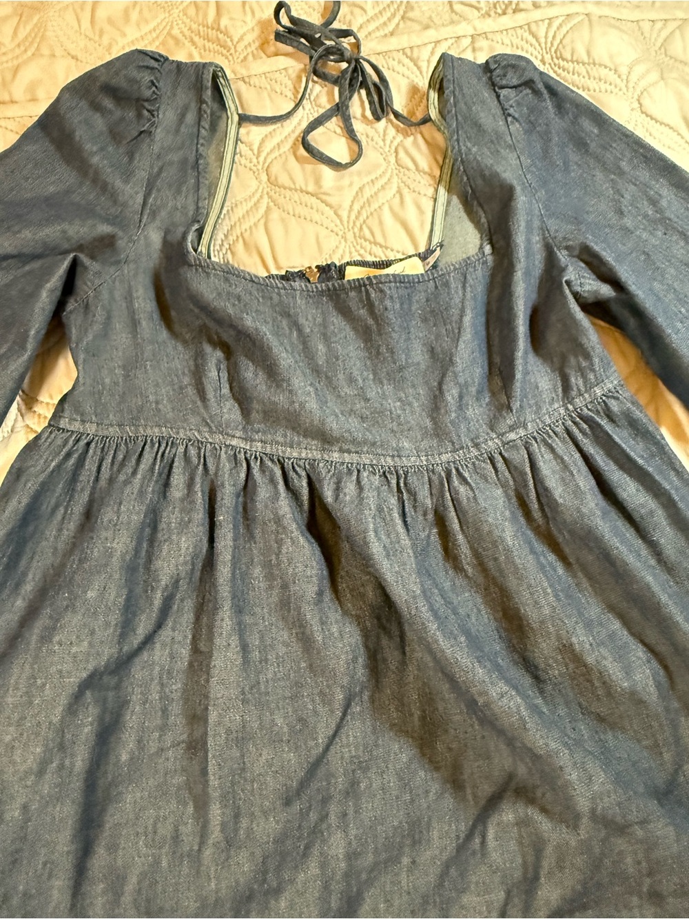 Mustard Seed Denim Square Neck Babydoll Dress NWT Medium - Picture 2 of 6
